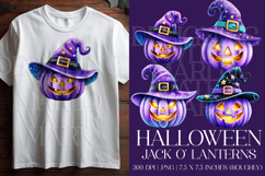 Halloween Purple Pumpkins Graphics, Witch Pumpkins PNG, s1 Product Image 1