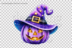 Halloween Purple Pumpkins Graphics, Witch Pumpkins PNG, s1 Product Image 2