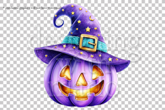 Halloween Purple Pumpkins Graphics, Witch Pumpkins PNG, s1 Product Image 3