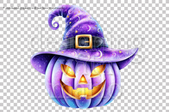 Halloween Purple Pumpkins Graphics, Witch Pumpkins PNG, s1 Product Image 4