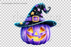 Halloween Purple Pumpkins Graphics, Witch Pumpkins PNG, s1 Product Image 5