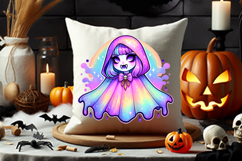Halloween Cute Rainbow Cloak Ghost Clipart PNG Sublimation Product Image 4