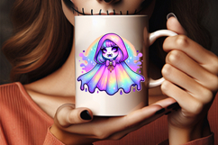 Halloween Cute Rainbow Cloak Ghost Clipart PNG Sublimation Product Image 3