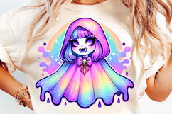 Halloween Cute Rainbow Cloak Ghost Clipart PNG Sublimation Product Image 2