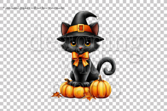 Halloween Cat Graphic, Halloween PNG, Black Cat Witch, g1 Product Image 2