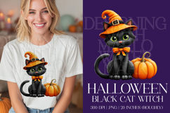 Halloween Cat Graphic, Halloween PNG, Black Cat Witch, g3 Product Image 1