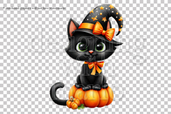 Halloween Cat Graphic, Halloween PNG, Black Cat Witch, g4 Product Image 2