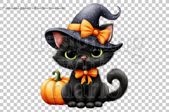 Halloween Cat Graphic, Halloween PNG, Black Cat Witch, g5 Product Image 2
