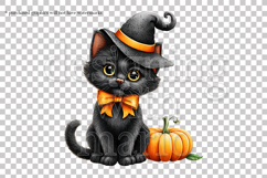 Halloween Cat Graphic, Halloween PNG, Black Cat Witch, g6 Product Image 2