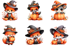 Halloween Cute Witch Fox PNG Clipart Product Image 4