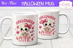 Halloween cutie mug wrap sublimation PNG, Pink Halloween mug Product Image 1