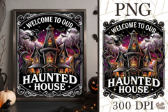 Welcome To Our Haunted House Halloween Sign PNG Graphic Product Image 1