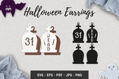 31 Halloween DEAD earrings grave template RIP Headstone SVG Product Image 1