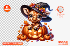 Halloween Deer Inside Pumpkin Clipart PNG Sublimation Design Product Image 1