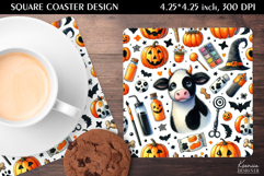 Funny Spooky Halloween Square Coaster Design Product Image 1