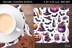 Funny Spooky Halloween Square Coaster Design Product Image 1