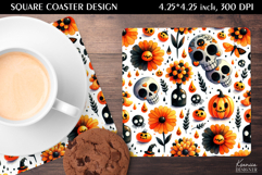 Funny Spooky Halloween Square Coaster Design Product Image 1