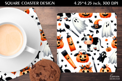 Funny Spooky Halloween Square Coaster Design Product Image 1