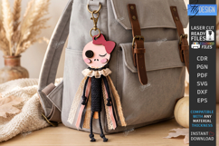 Halloween Keychain Laser Cut | Spooky Doll Head Charm | CNC Product Image 1