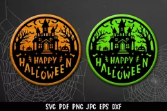 Happy Halloween Sign SVG | Halloween Door Hanger SVG Product Image 3