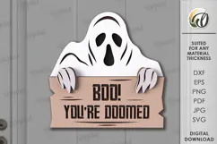 Halloween Door Sign Laser Cut. Halloween Decor SVG Product Image 1