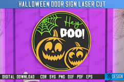 Halloween Door Sign Laser Cut Bundle, Round Door Hanger SVG Product Image 4