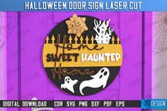 Halloween Door Sign Laser Cut Bundle, Round Door Hanger SVG Product Image 5