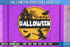 Halloween Door Sign Laser Cut Bundle, Round Door Hanger SVG Product Image 8