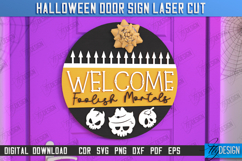 Halloween Door Sign Laser Cut Bundle, Round Door Hanger SVG Product Image 11