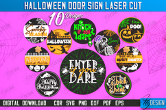 Halloween Door Sign Laser Cut Bundle, Round Door Hanger SVG Product Image 1