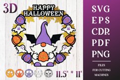 Halloween Door Sign With  Gnome. 3D Layered Round Design. Paper Craft Template for cutting machines.