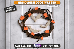 Halloween Door Wreath Laser Cut Design,Halloween Door Hanger Product Image 1