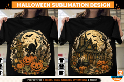 Halloween png ,2 Vintage Gothic Halloween T-Shirt Design Product Image 1