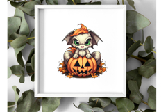 Cute Halloween Dragon Clipart Bundle - 10 Transparent PNGs Product Image 4
