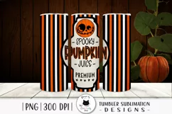 tumbler drink label design for halloween with pumpkin illustration and a funny title