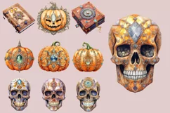Encrusted Halloween Watercolour Clipart PNG 44 Product Image 7