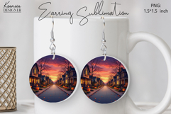 Round Earring Sublimation Design | Halloween Jewelry Product Image 1