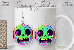 Round Earring Sublimation Design | Halloween Jewelry Product Image 1