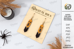 Halloween Earrings Laser Cut. Halloween Drop Earrings SVG Product Image 1