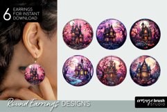 Halloween Earrings Sublimation Spooky House Stained Glass