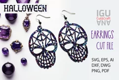 jewerly Halloween Earrings design SVG for Laser and paper cut Skull Earrings Silhouette