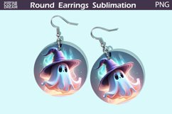 Halloween Round Earrings | Ghost Witch Earrings Product Image 1