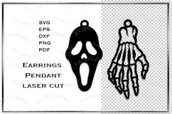 Halloween Earrings Laser cut template svg Horror stencil cnc Product Image 2