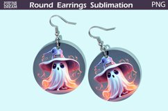 Halloween Round Earrings | Ghost Witch Earrings Product Image 1