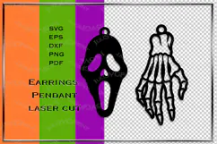 Halloween Earrings Laser cut template svg Horror stencil cnc Product Image 1