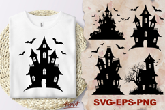 Halloween haunted house clipart SVG, silhouette Product Image 1