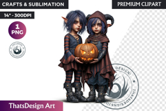 Halloween Elf Clipart PNG, Fantasy clipart Witchy elves Product Image 1