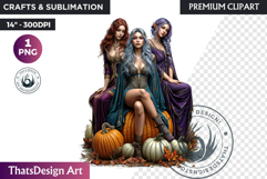 Halloween Elf Clipart PNG, Fantasy clipart Witchy elves Product Image 1