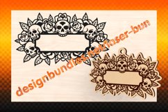 Laser cut and engraving Halloween Sculls tag. SVG PDF AI Product Image 1