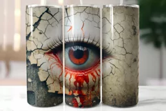 Creepy Cracked Zombie Eye Sublimation |Spooky Tumbler Wrap Product Image 3